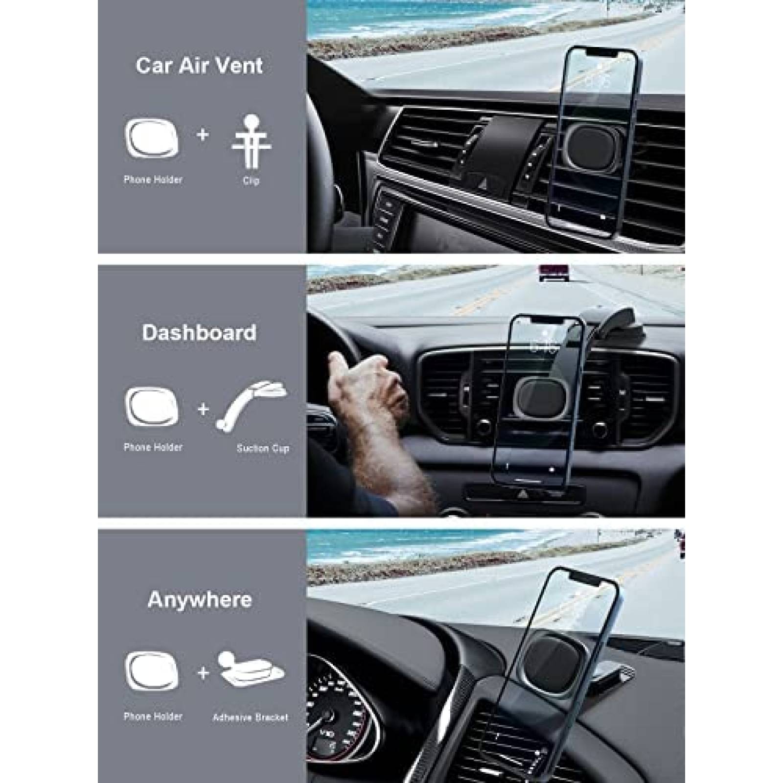 Montura de telefono para auto JUHOO magnetica -Negro