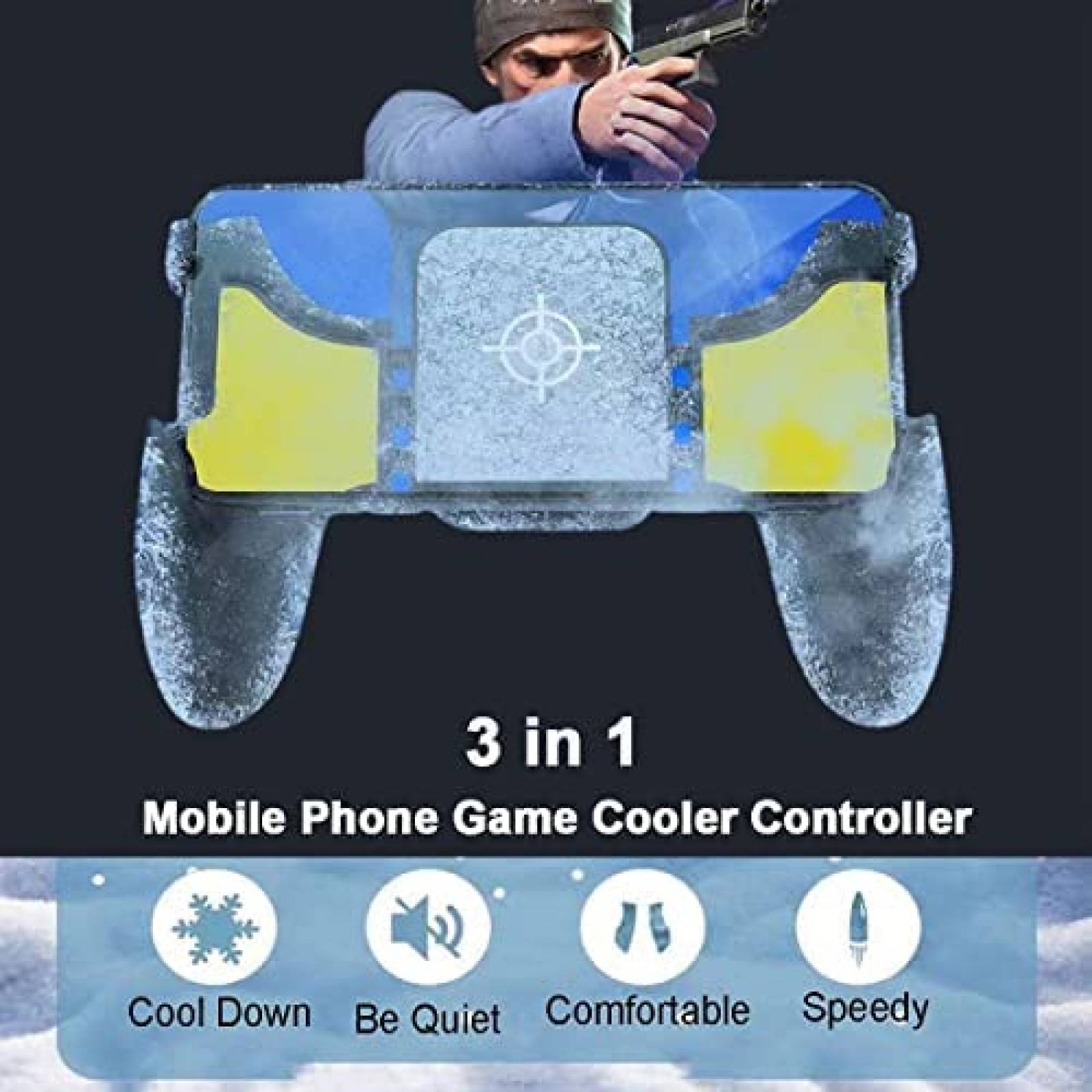 Control Gamer con Ventilador KingTSYU para Celular -Negro