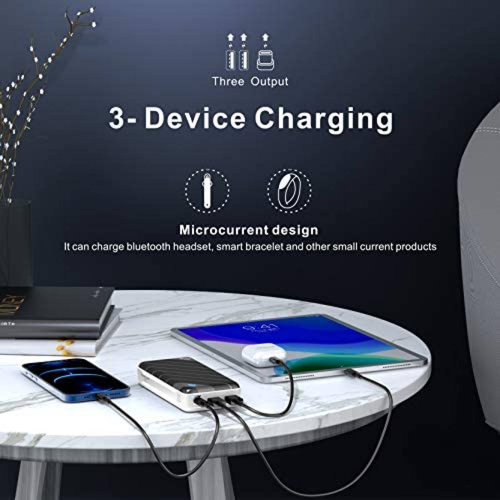 Power Bank KONFULON Portatil 20000mah 5 voltios -Negro