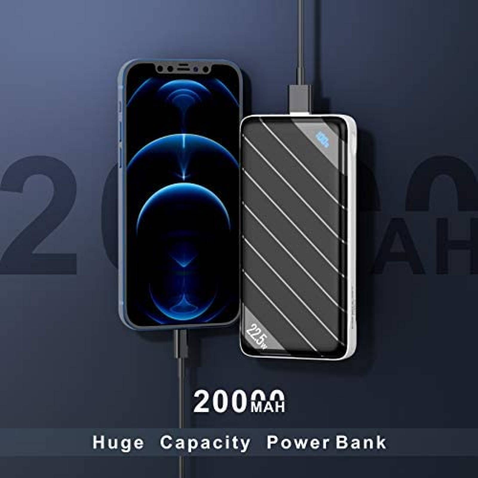 Power Bank KONFULON Portatil 20000mah 5 voltios -Negro