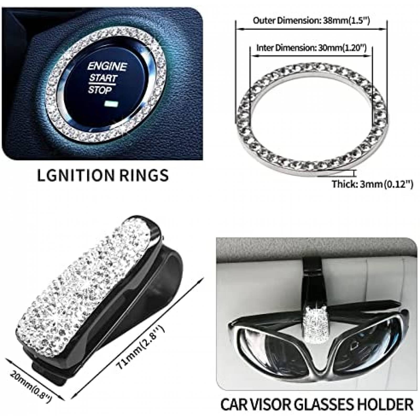 Acceosrios MAIMEIMI de Celular para Auto -Negro con Brillos