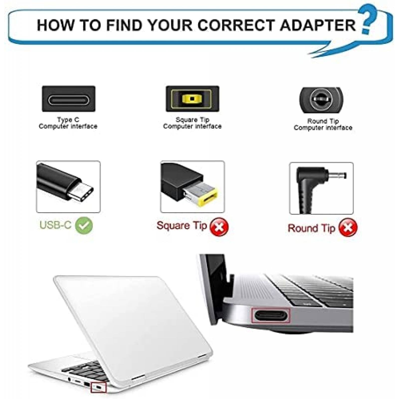 Cargador Nicpower Para Laptop USB tipo C de 45 W -Negro