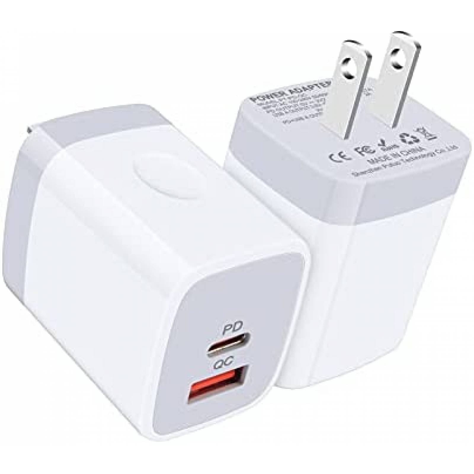 Cargador de Pared NonoUV de 2 Entradas USB C 20W PD -Blanco