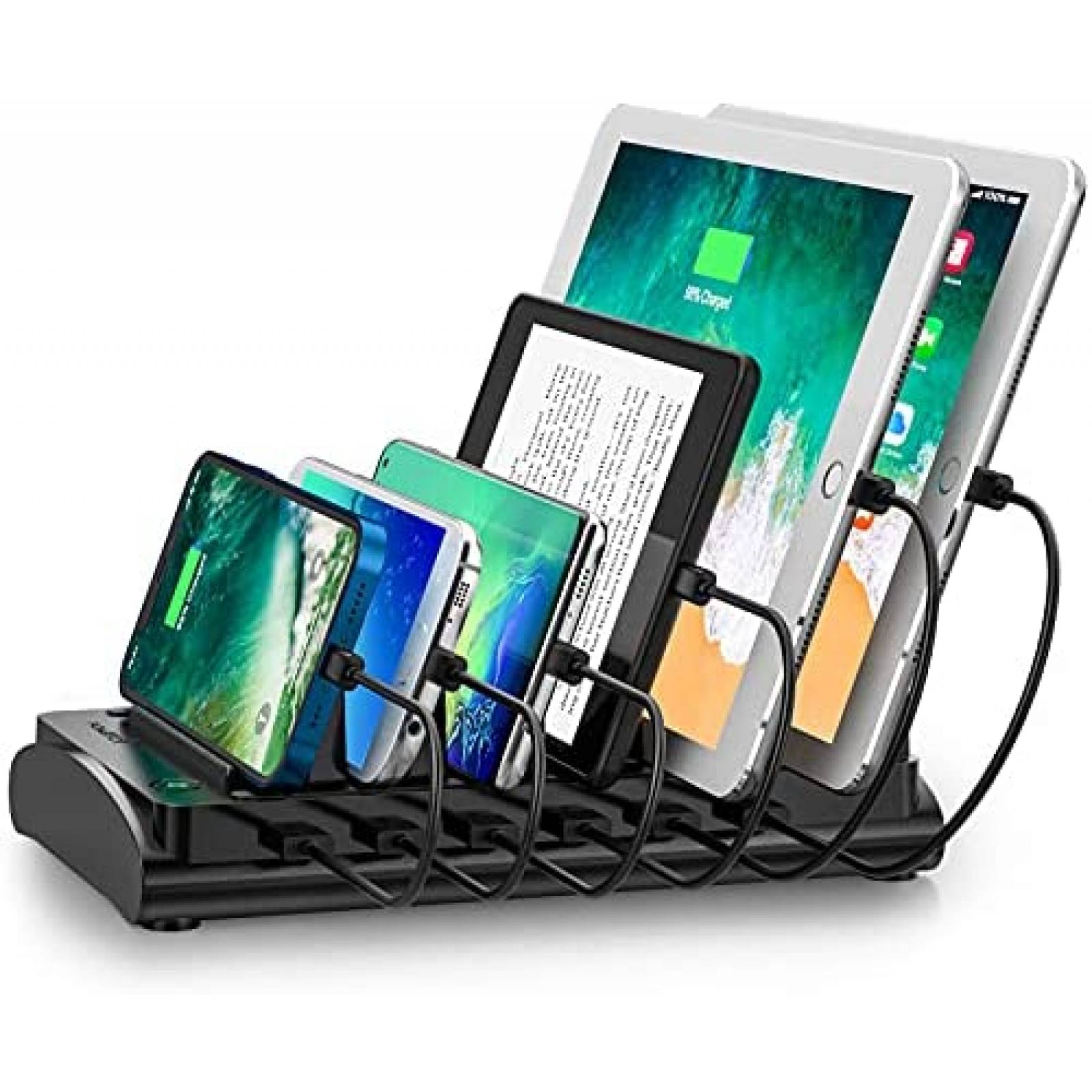 Estacion de Carga Powstick con 6 Puertos USB -Negro