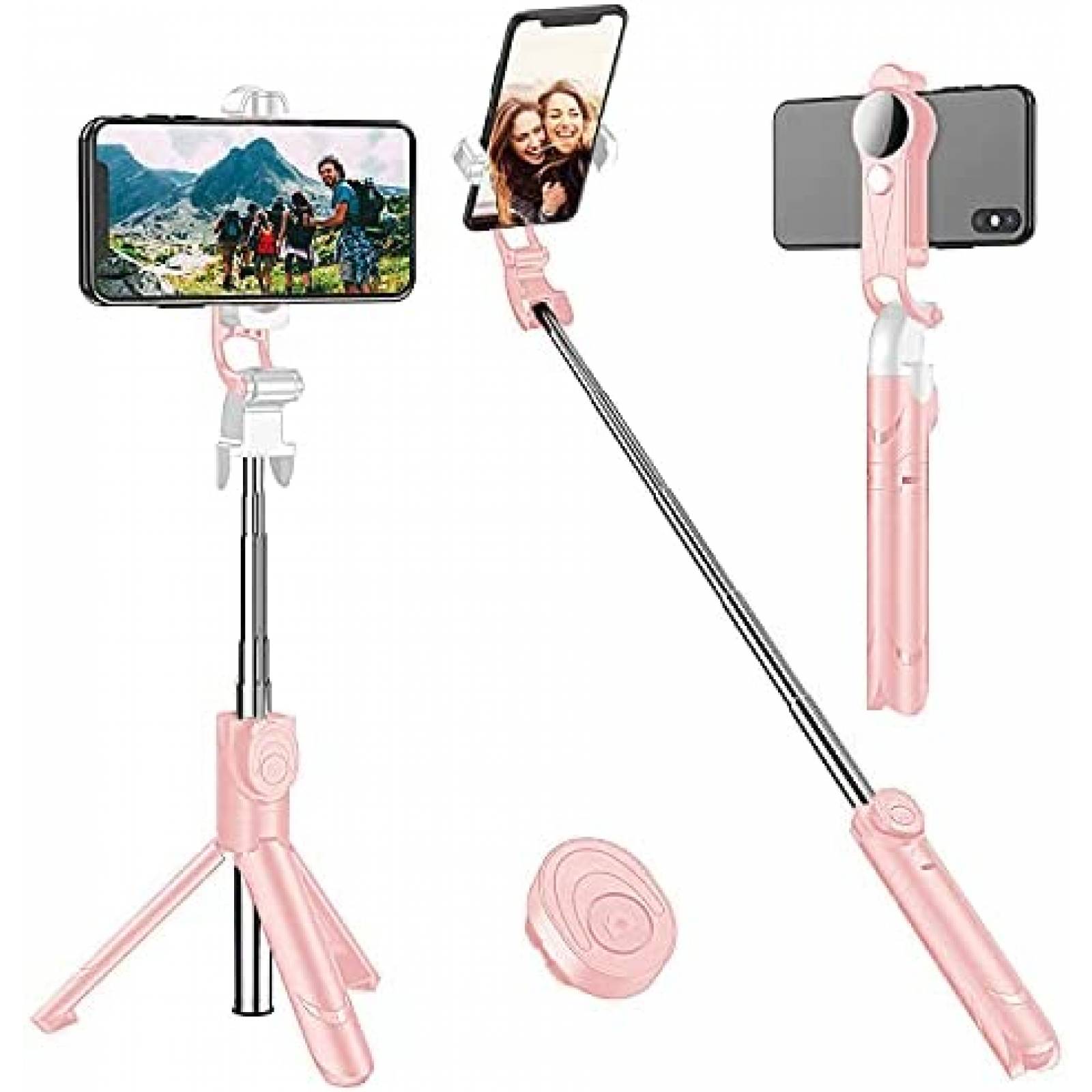 Selfie stick inalambrico Rirool ajustable con tripoide -Rosa