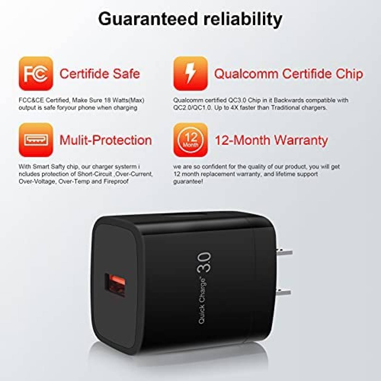 Cargador Sicodo Carga Rapida Usb C 6ft + Adaptador para Auto