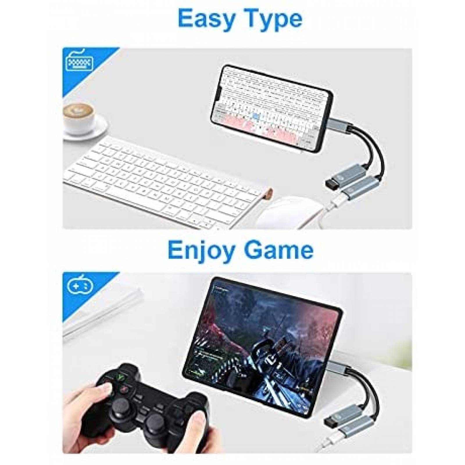 Cable Cargador Sinstar 2 en 1 USB 2.0 y USB-C 60W -Gris