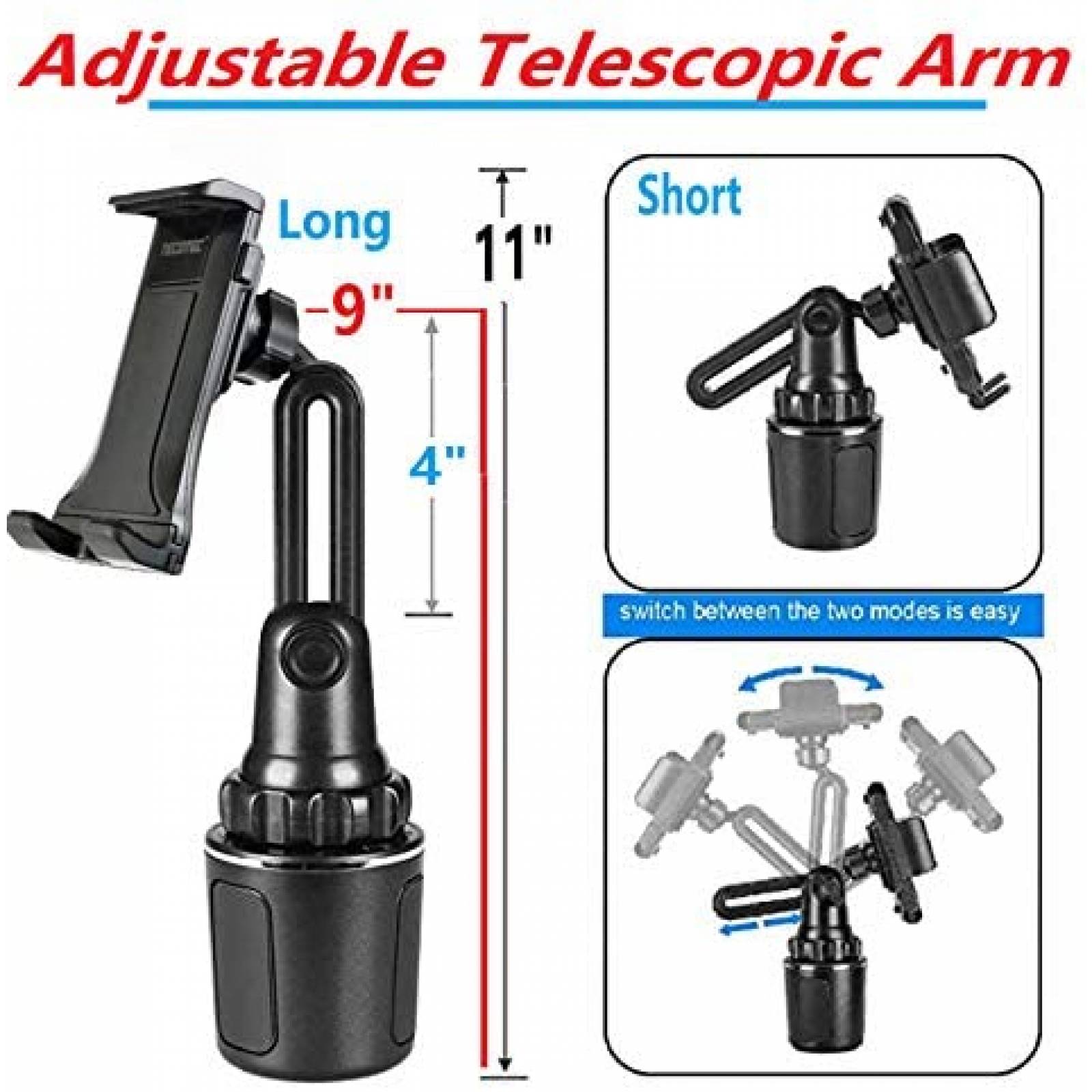 Soporte Ajustable 2 en 1 TECOTEC para Celular/Tablet -Negro