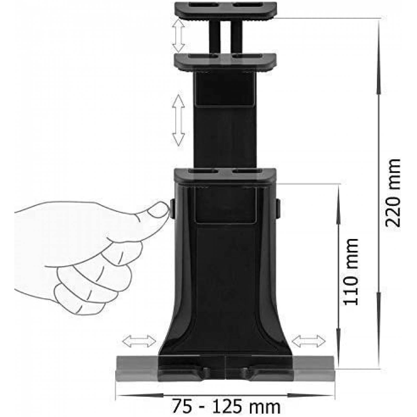Soporte Ajustable 2 en 1 TECOTEC para Celular/Tablet -Negro