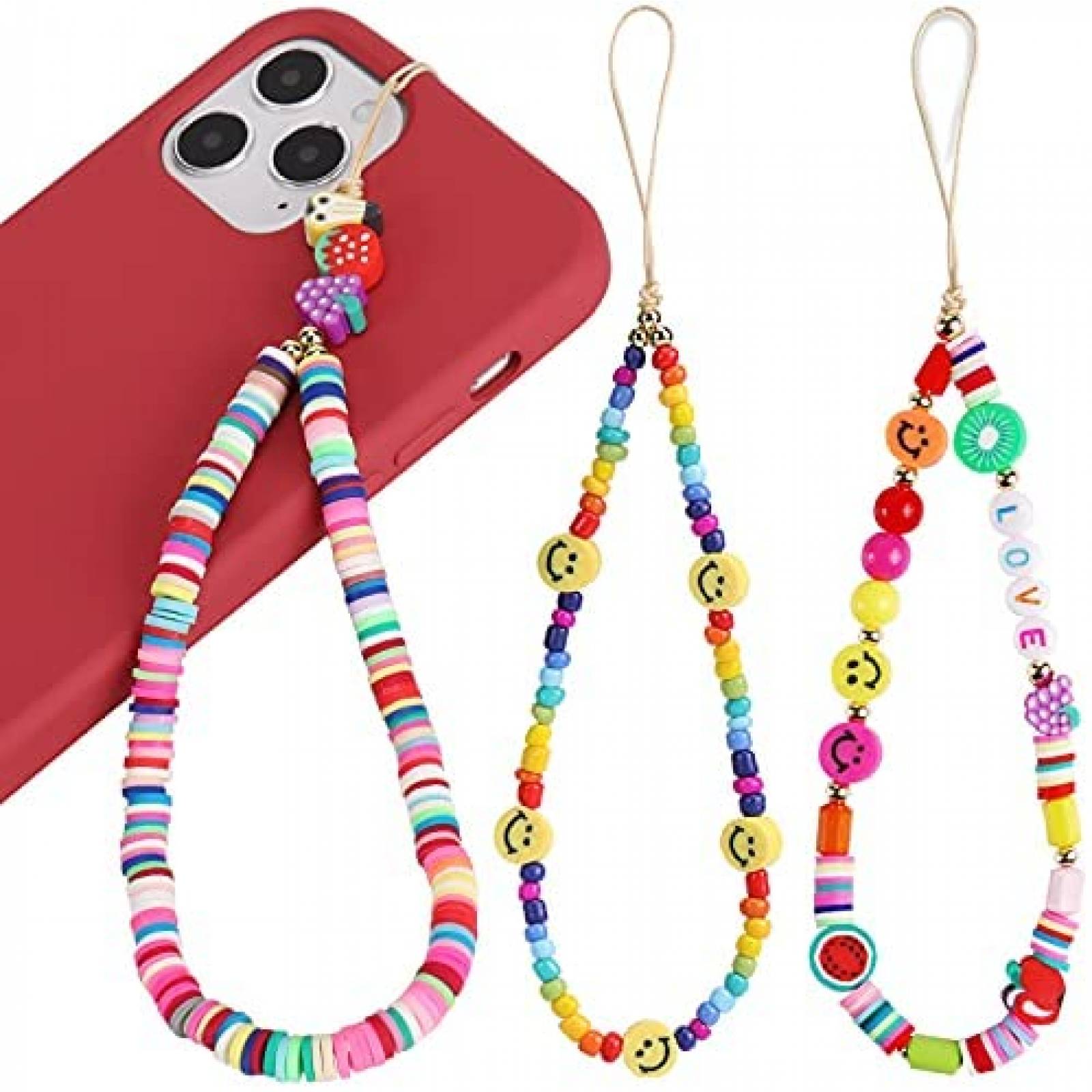 Correa para celular TOOVREN 3 pzs llavero de mano -Rosa