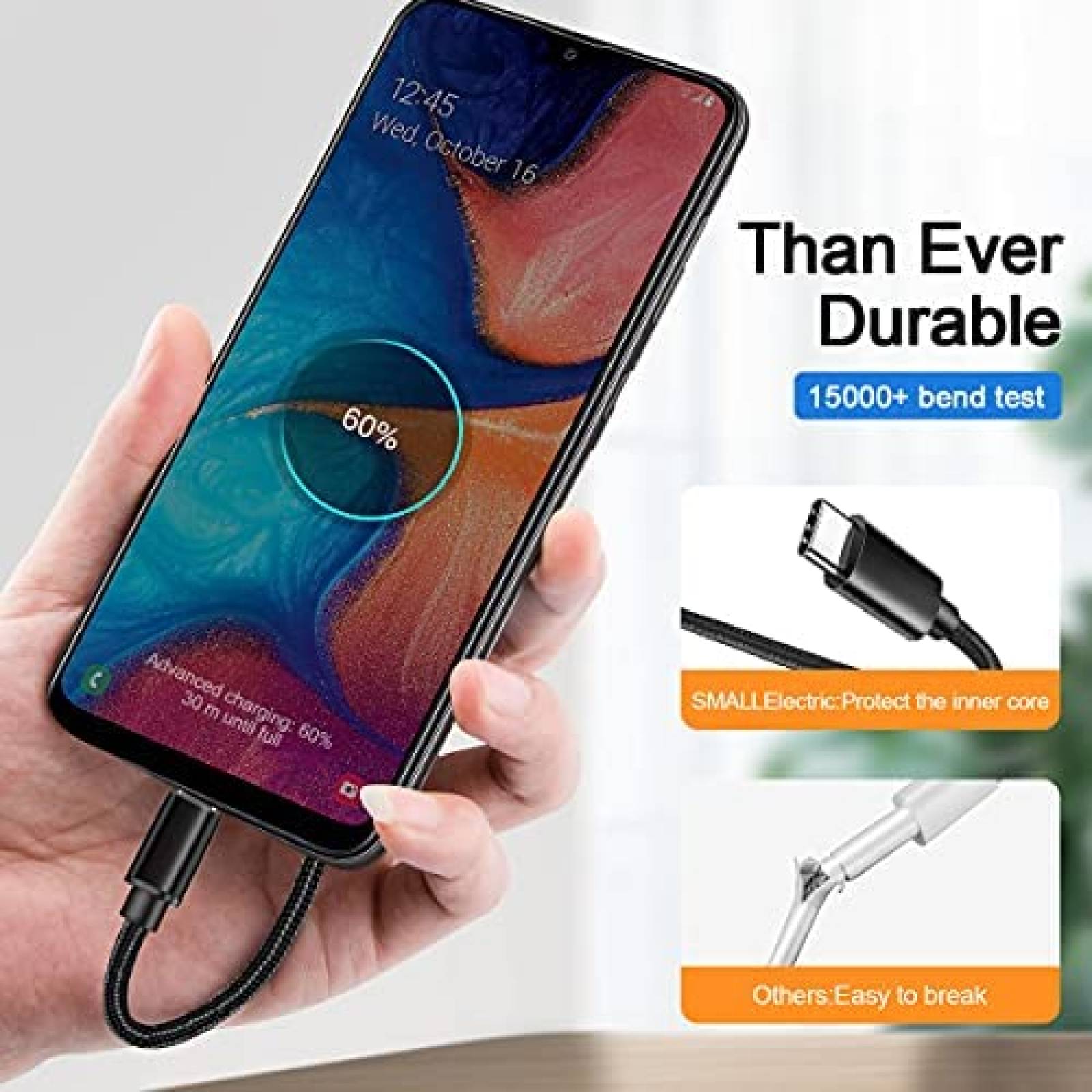 Cable Cargador UDATON 2 unidaes USB C 10 pies Compatible