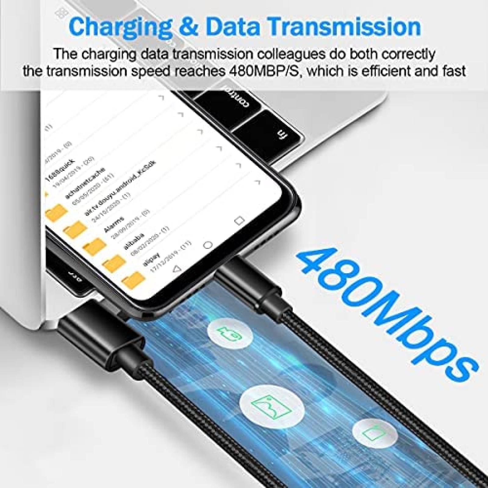 Cable Cargador UDATON 2 unidaes USB C 10 pies Compatible