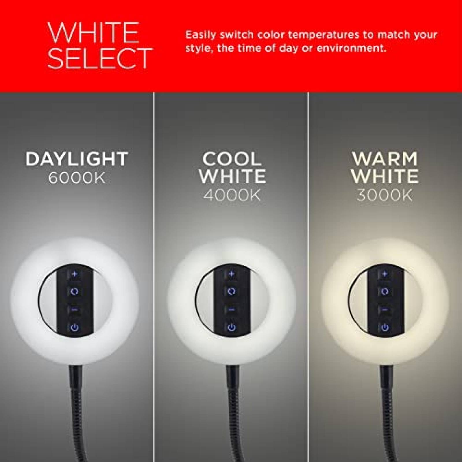 Anillo de Luz UltraPro Brillo Ajustable Brazo Flexible-Negro