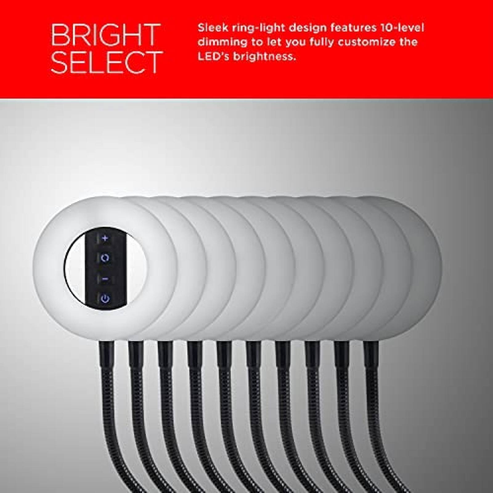 Anillo de Luz UltraPro Brillo Ajustable Brazo Flexible-Negro