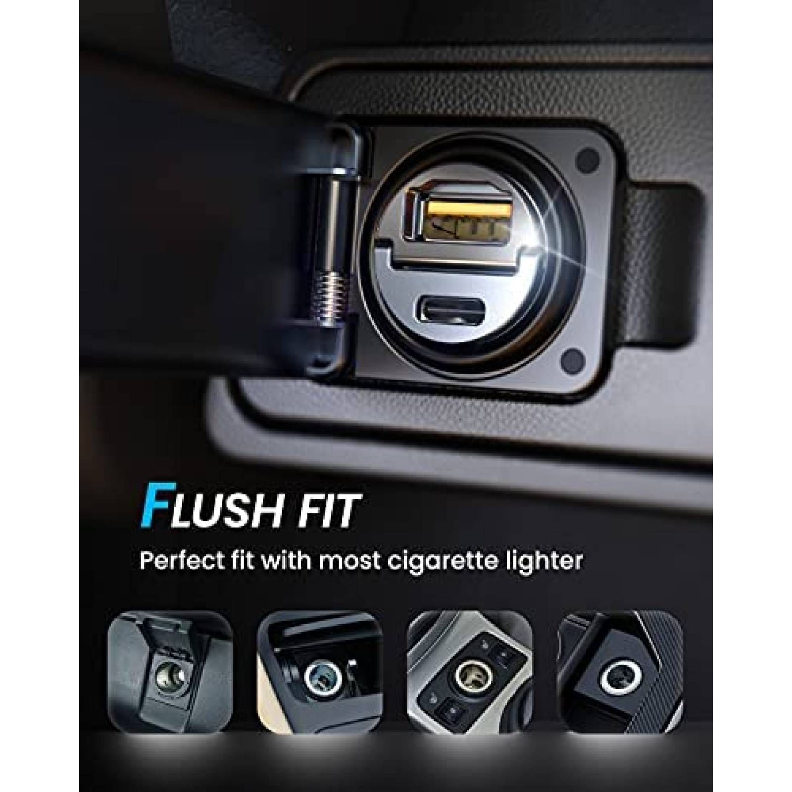 Adaptador AINOPE Cargador USB Para Coche Carga Rapida-Silver