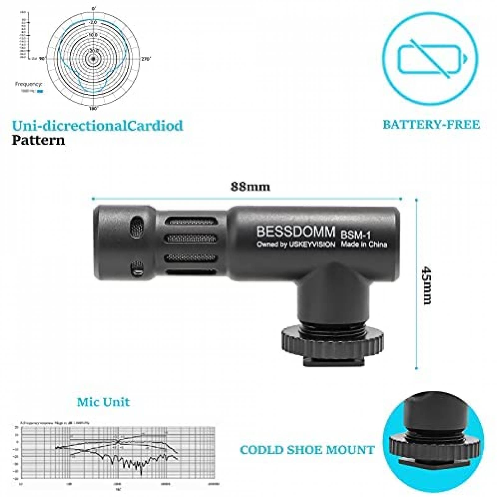 Kit Blogger BESSDOMM Microfono con Tripie y Luz de Video