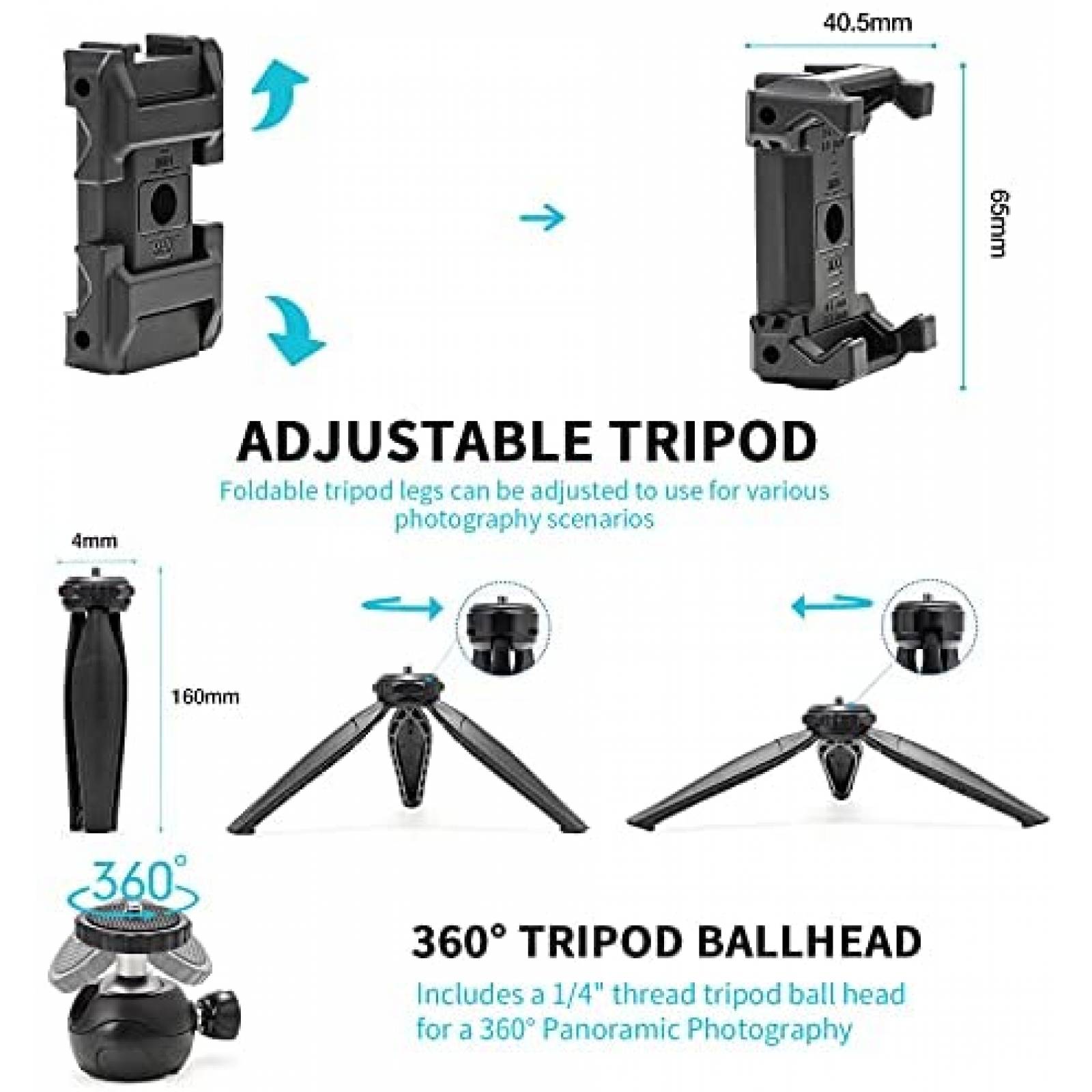 Kit Blogger BESSDOMM Microfono con Tripie y Luz de Video