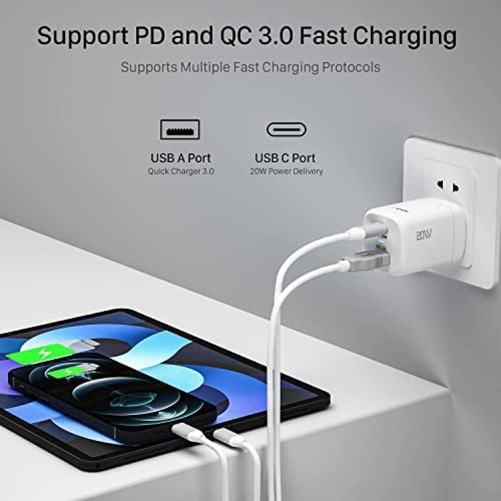 Cargador BYEASY Doble Puerto 20W Compatible Con iPhone