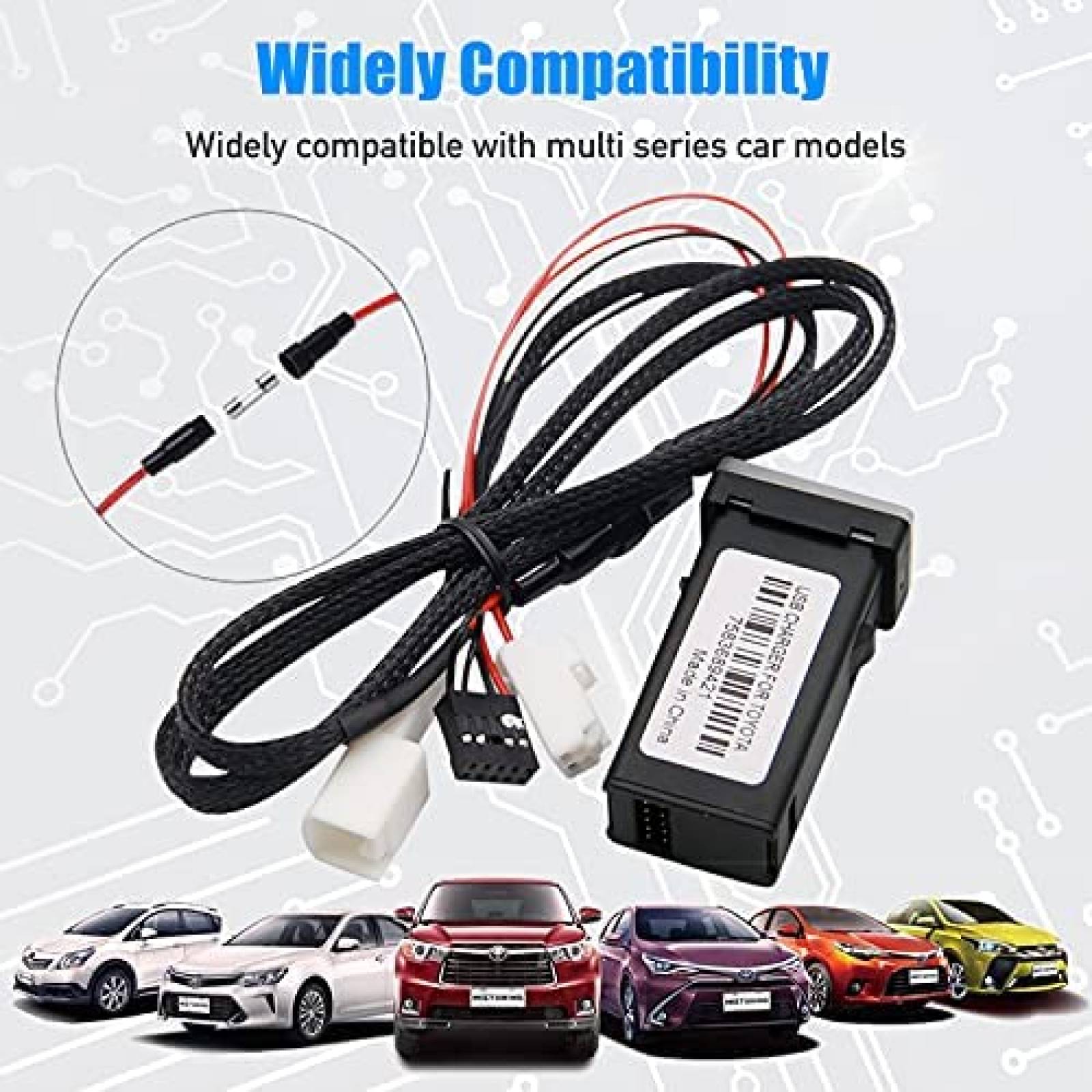 Puerto USB Cllena para Auto de 2 Entradas USB 24V -Negro