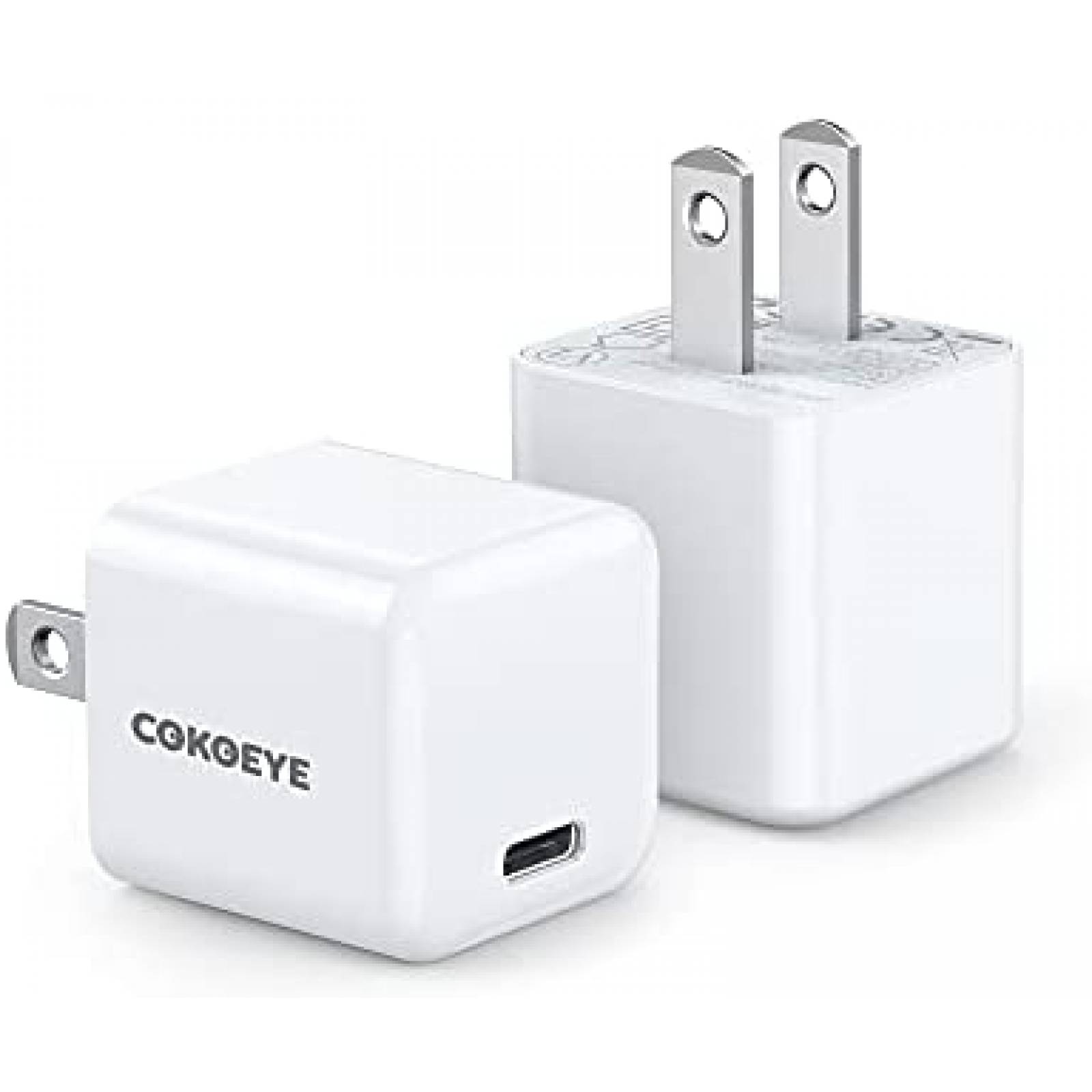 Cargador USB C para iPhone COKOEYE de 20 W 2 unidades