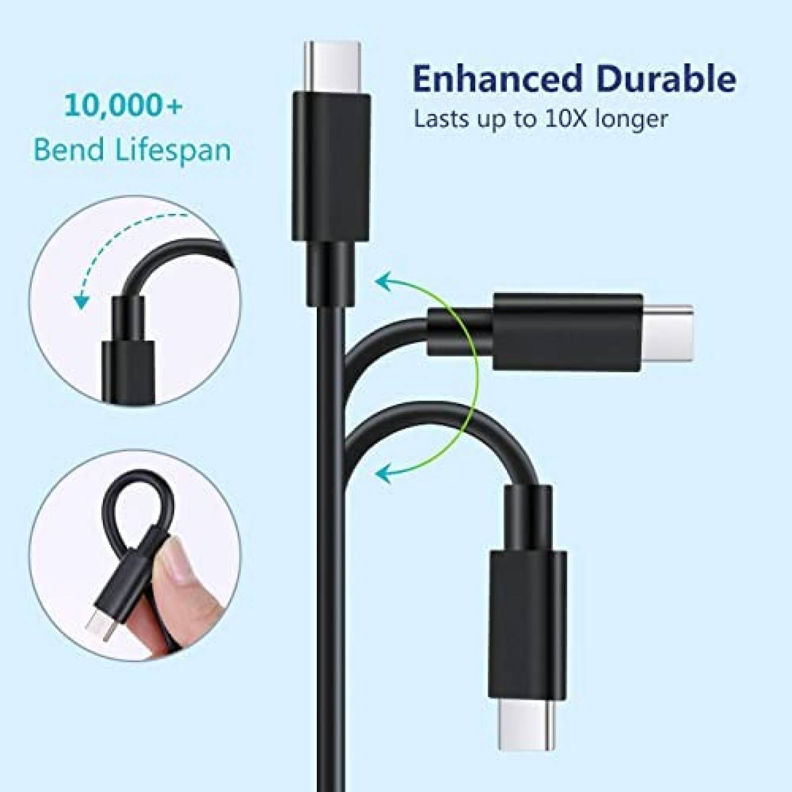 Cable Cargador eversame EP-TA20JWE 3 unidades USB C -Negro
