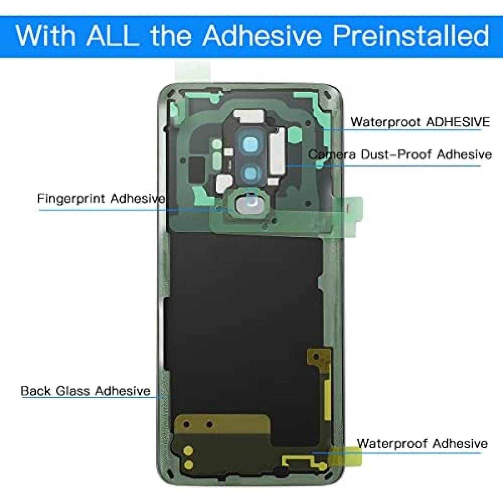 Remplazo parte trasera para Galaxy S9+ Generic -Negro