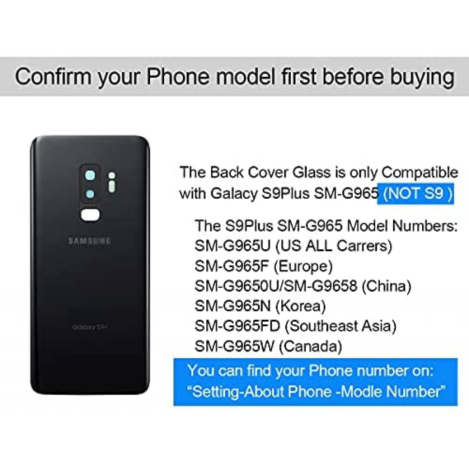 Remplazo parte trasera para Galaxy S9+ Generic -Negro