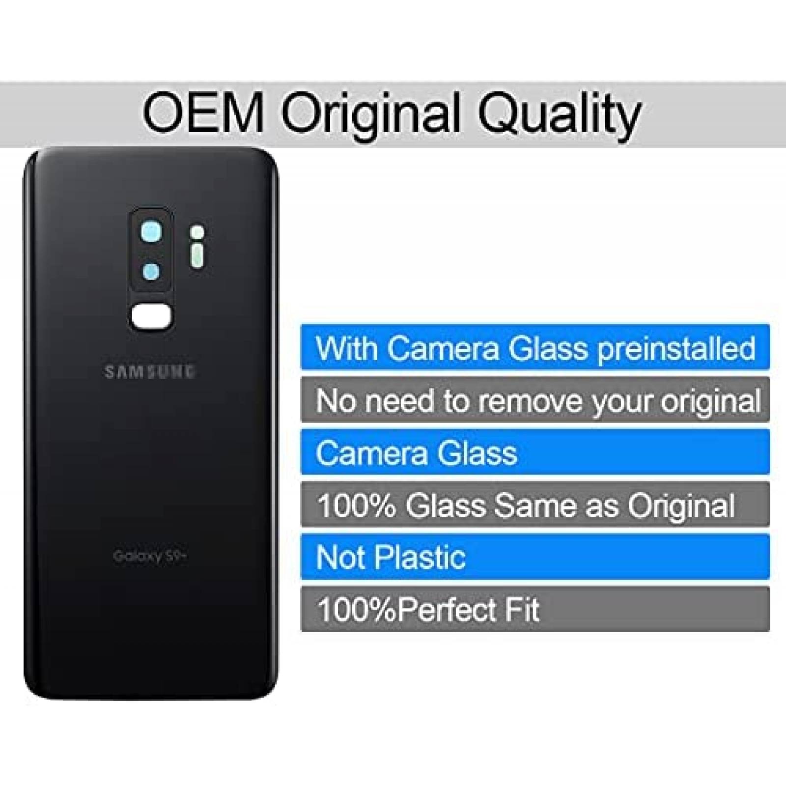 Remplazo parte trasera para Galaxy S9+ Generic -Negro