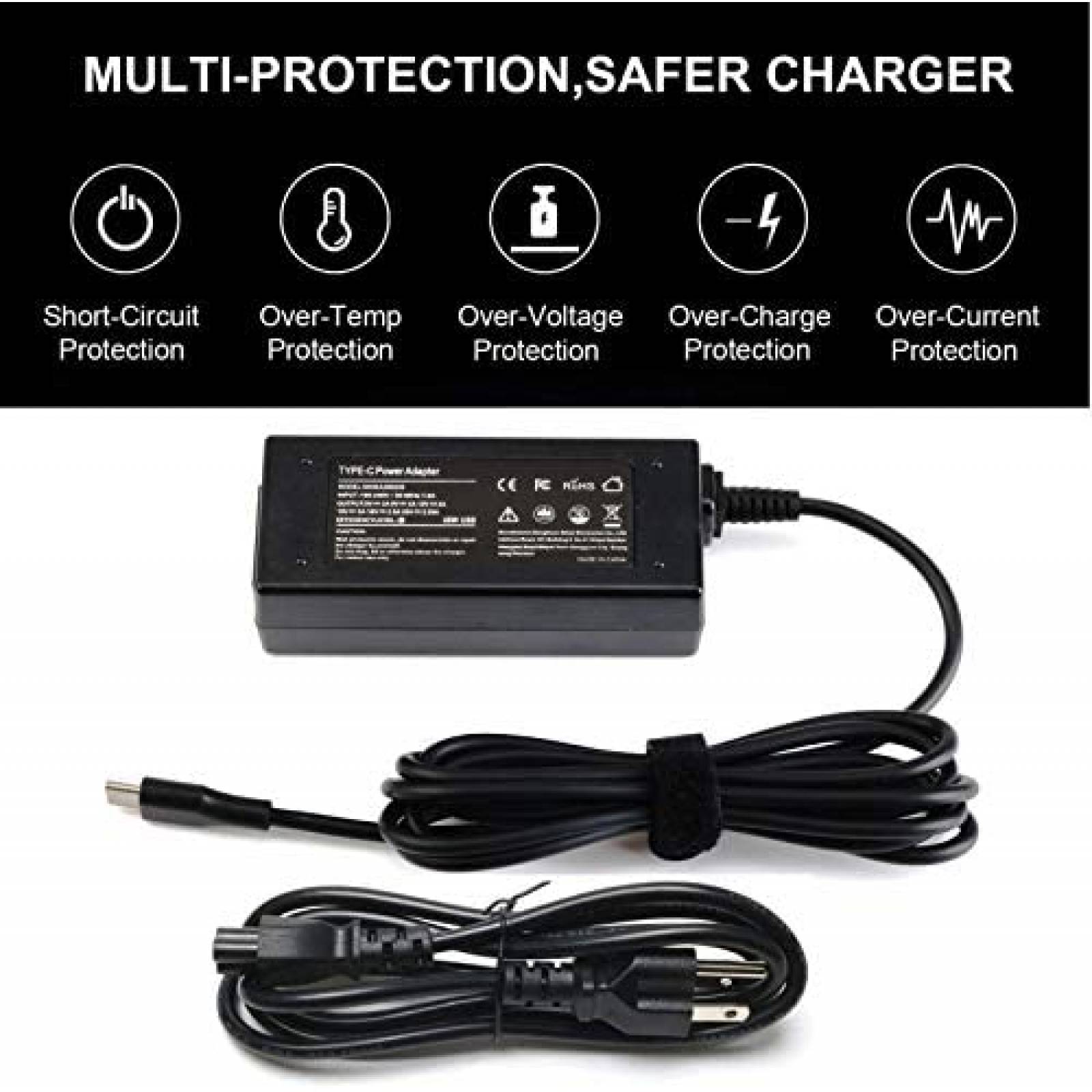 Cargador Universal GVKRLXZ USB C para HP Chromebook -Negro