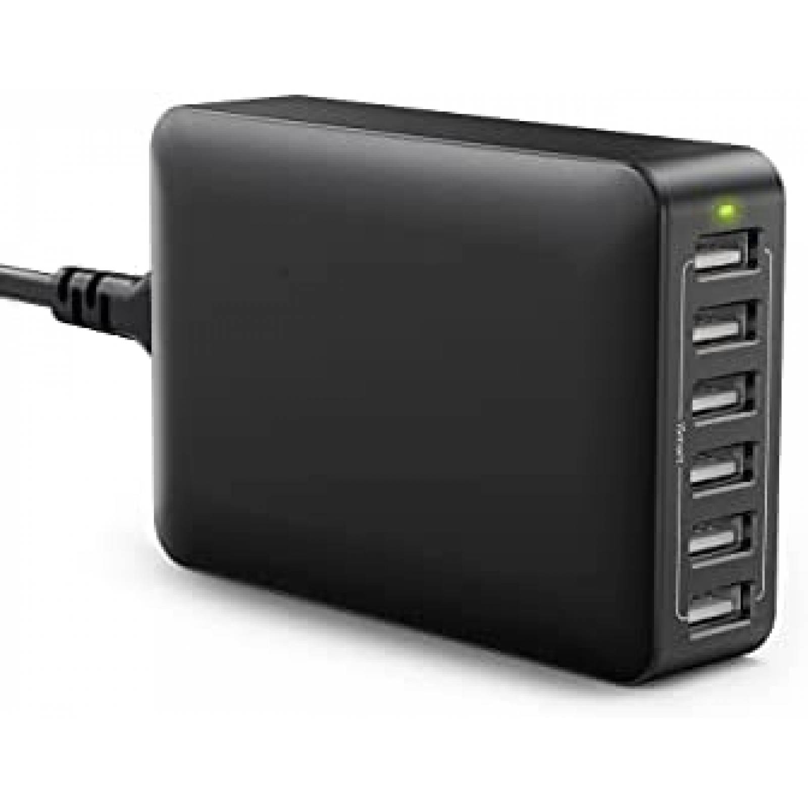 Cargador Multicontactos USB iSmart 60W 12A 6 Puertos -Negro