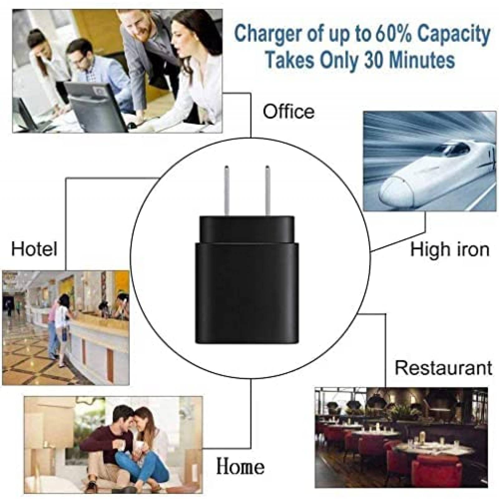 Cargador KTHall adaptador de pared para Samsung 3 pzs -Negro