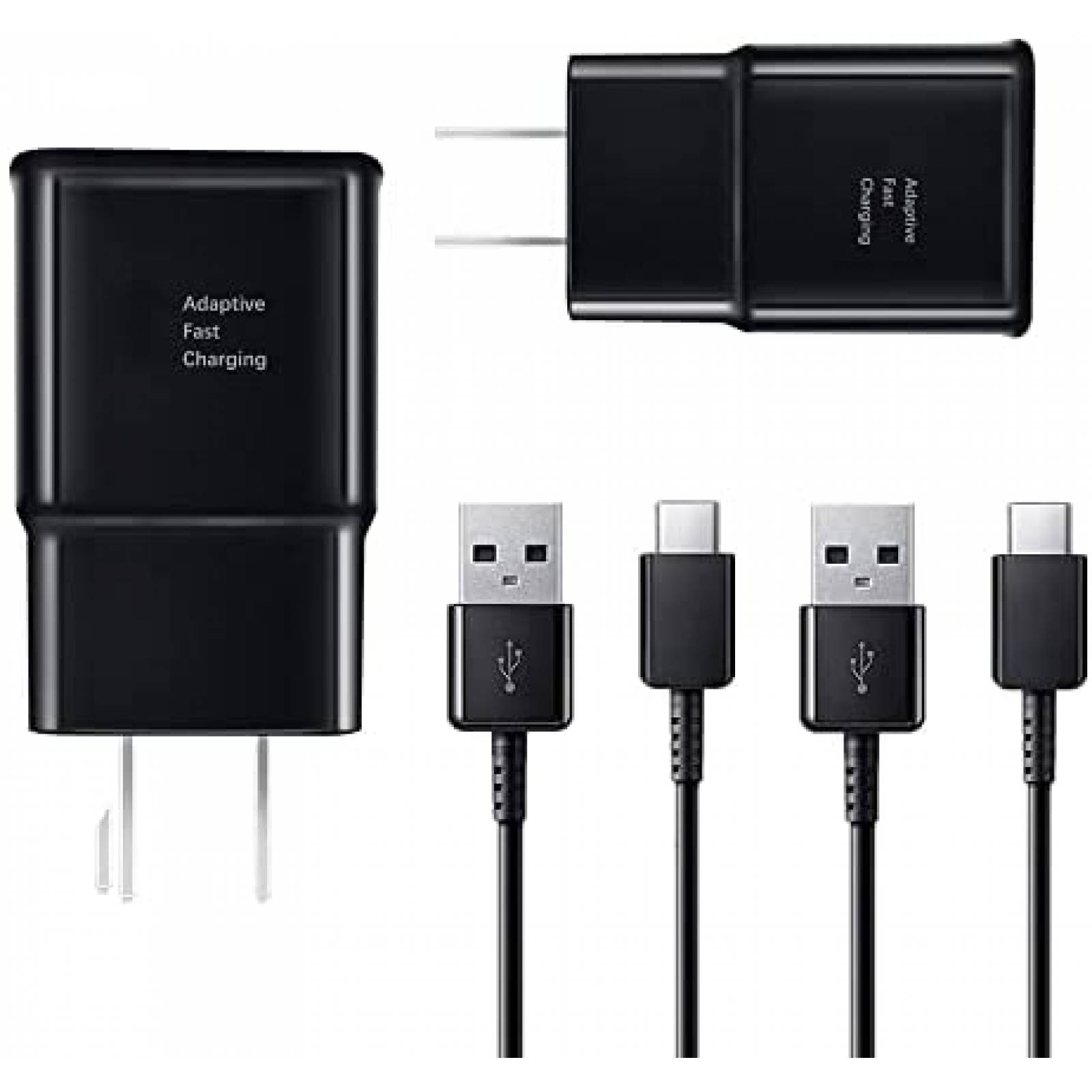 Pack cargador de pared+cable USB C nabowei x2+x2 -Negro
