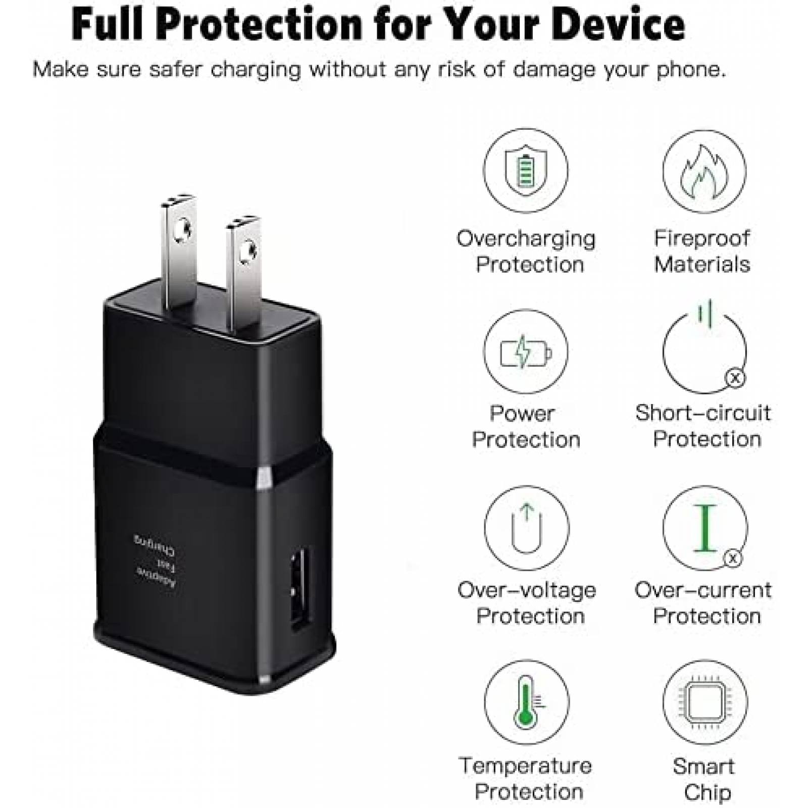 Pack cargador de pared+cable USB C nabowei x2+x2 -Negro