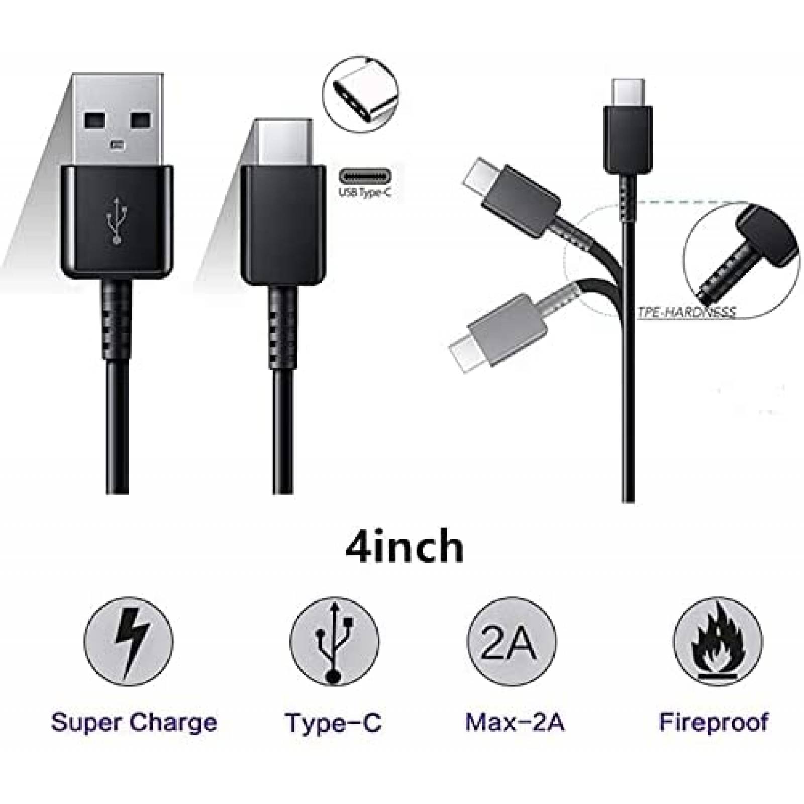 Pack cargador de pared+cable USB C nabowei x2+x2 -Negro