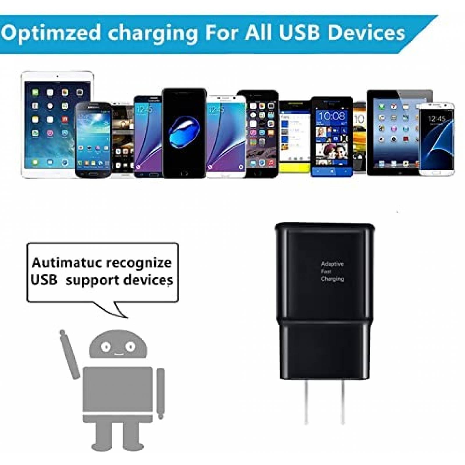 Pack cargador de pared+cable USB C nabowei x2+x2 -Negro