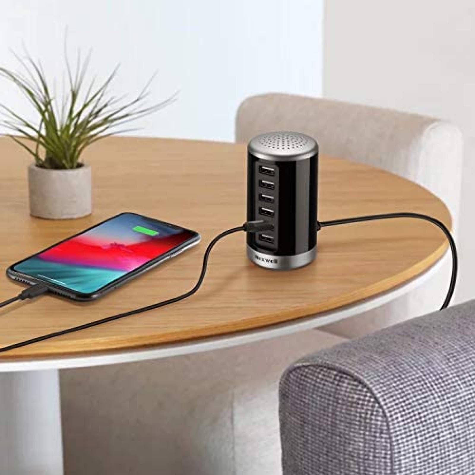 Estacion de carga USB Nexwell 6 PUERTOS 30W -Negro
