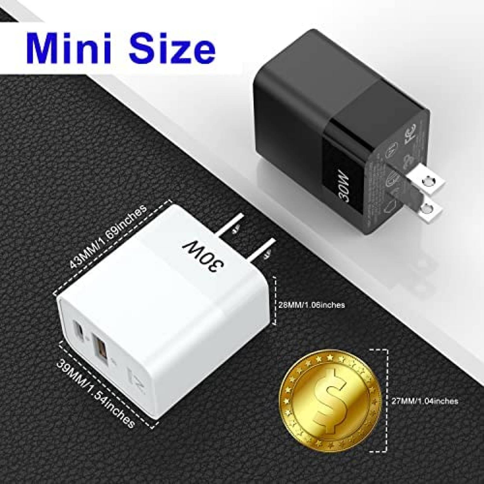 Adaptador de pared para cable USB C NITASA 30W -Negro