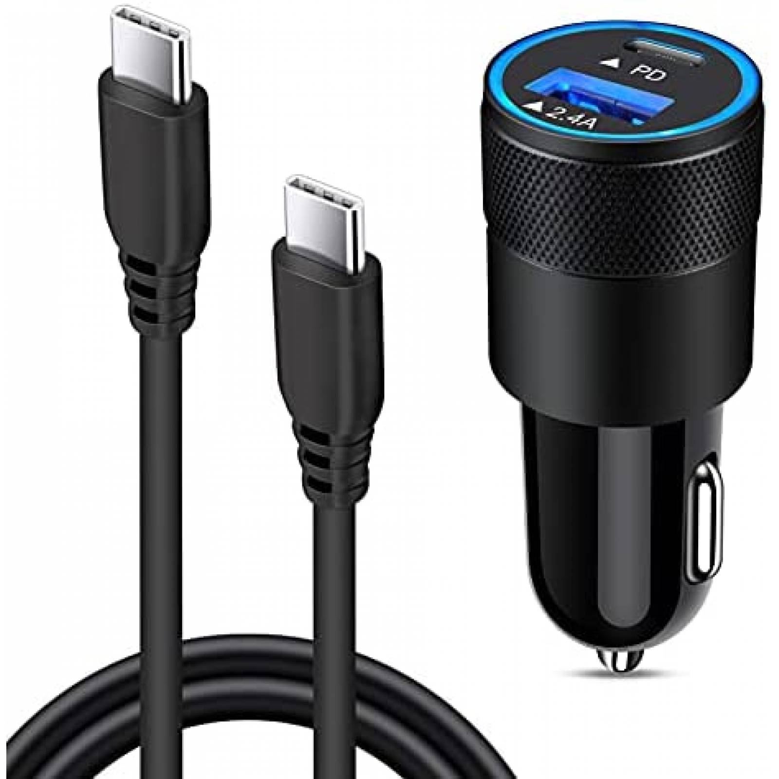 Cargador para auto con cable USB C Ououdee 30W -Negro