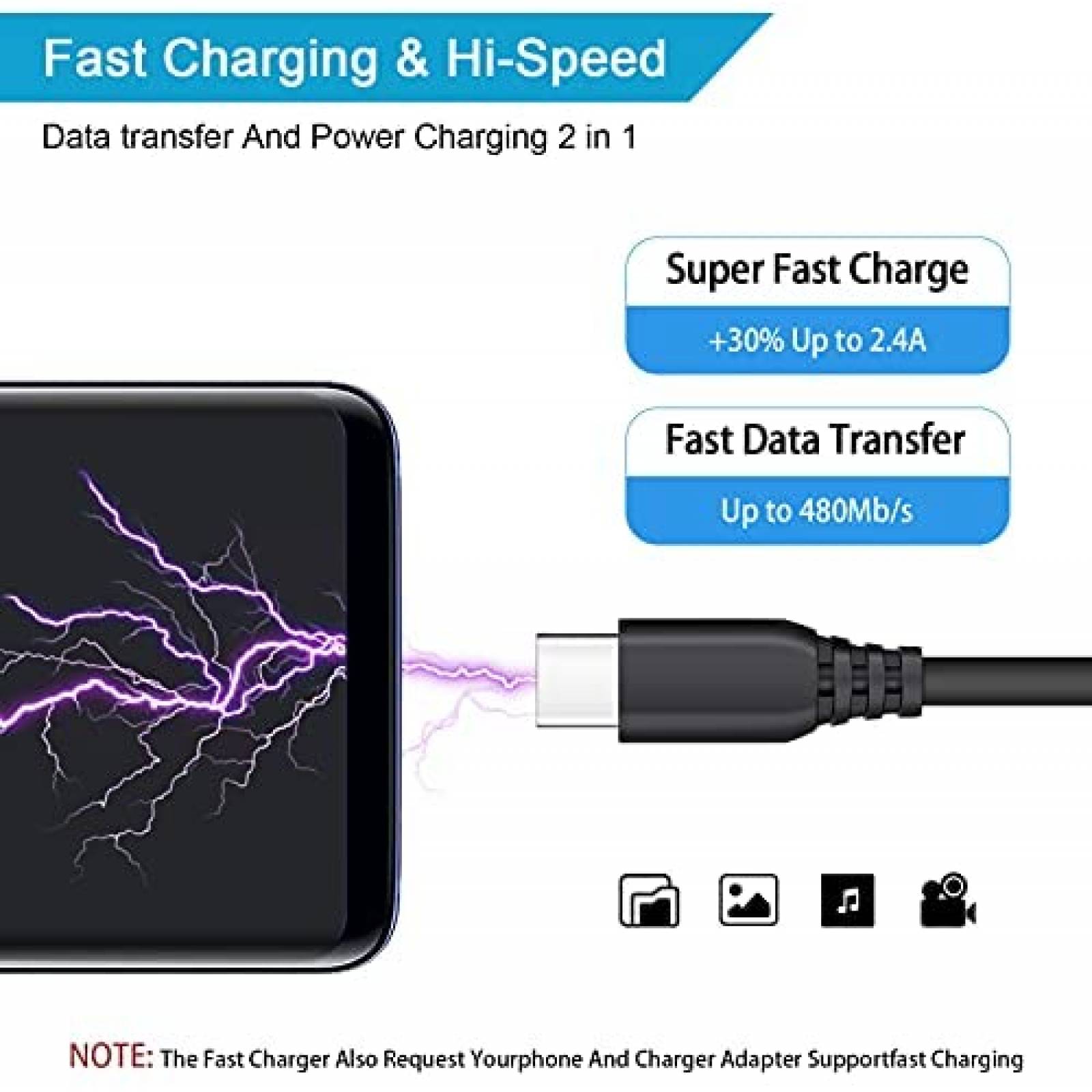 Cargador para auto con cable USB C Ououdee 30W -Negro