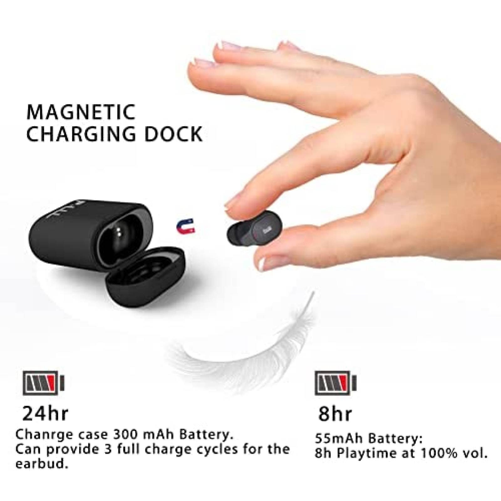 Auriculares P&LLL Invisible Pro Bluetooth 5.1 -Negro