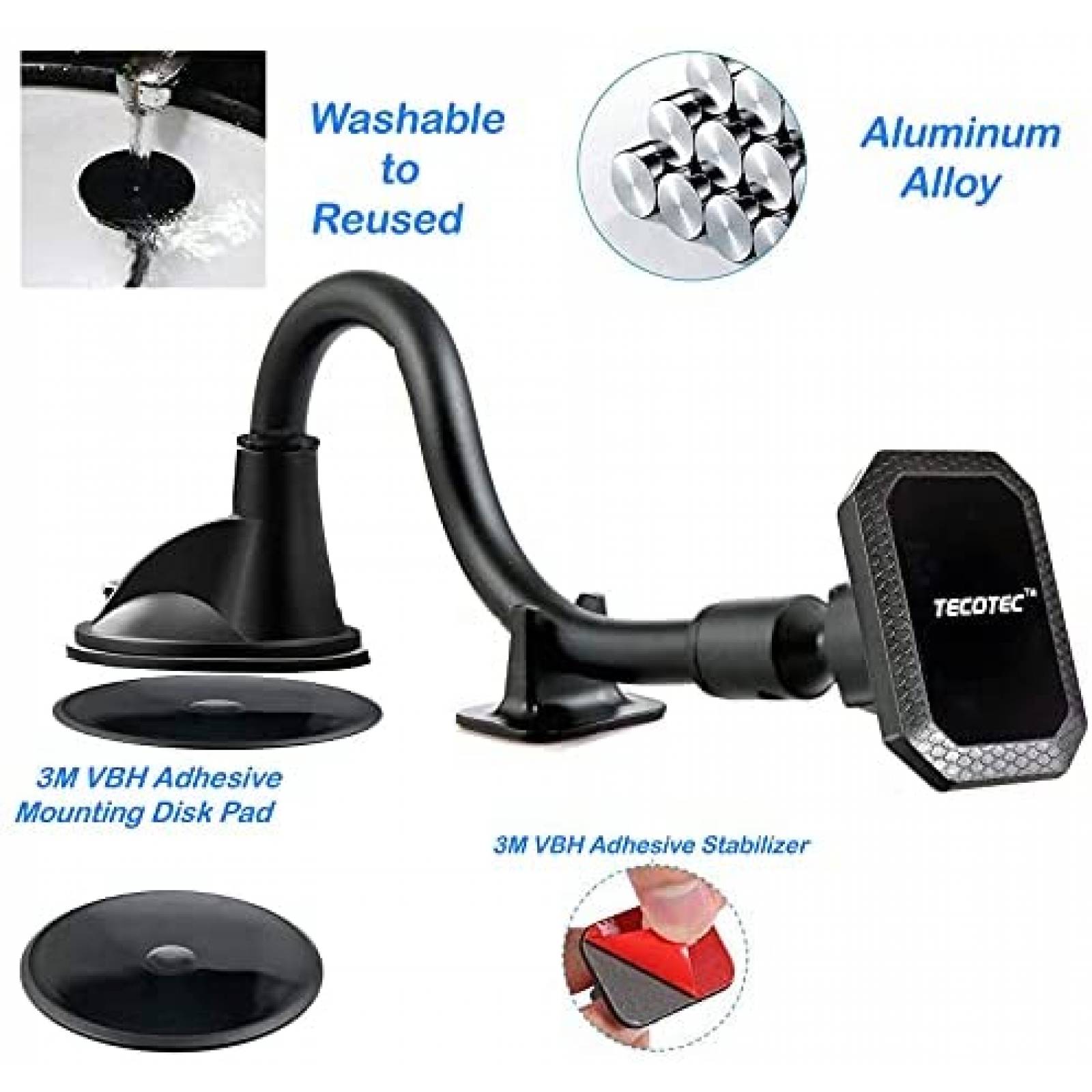 Soporte magnetico de telefono para auto TECOTEC 12" -Negro