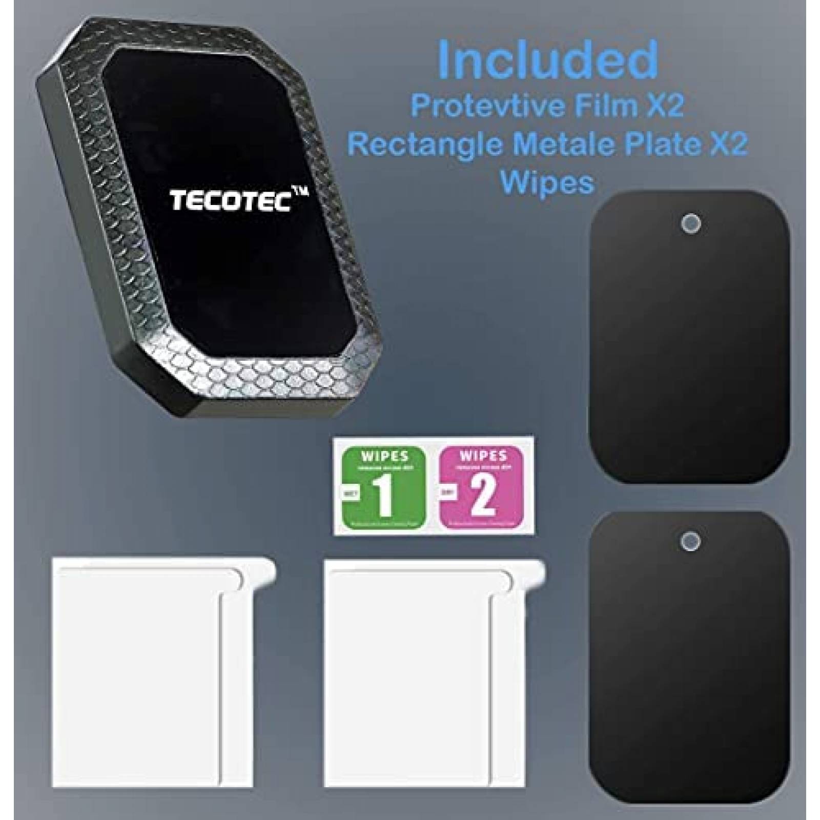 Soporte magnetico de telefono para auto TECOTEC 12" -Negro