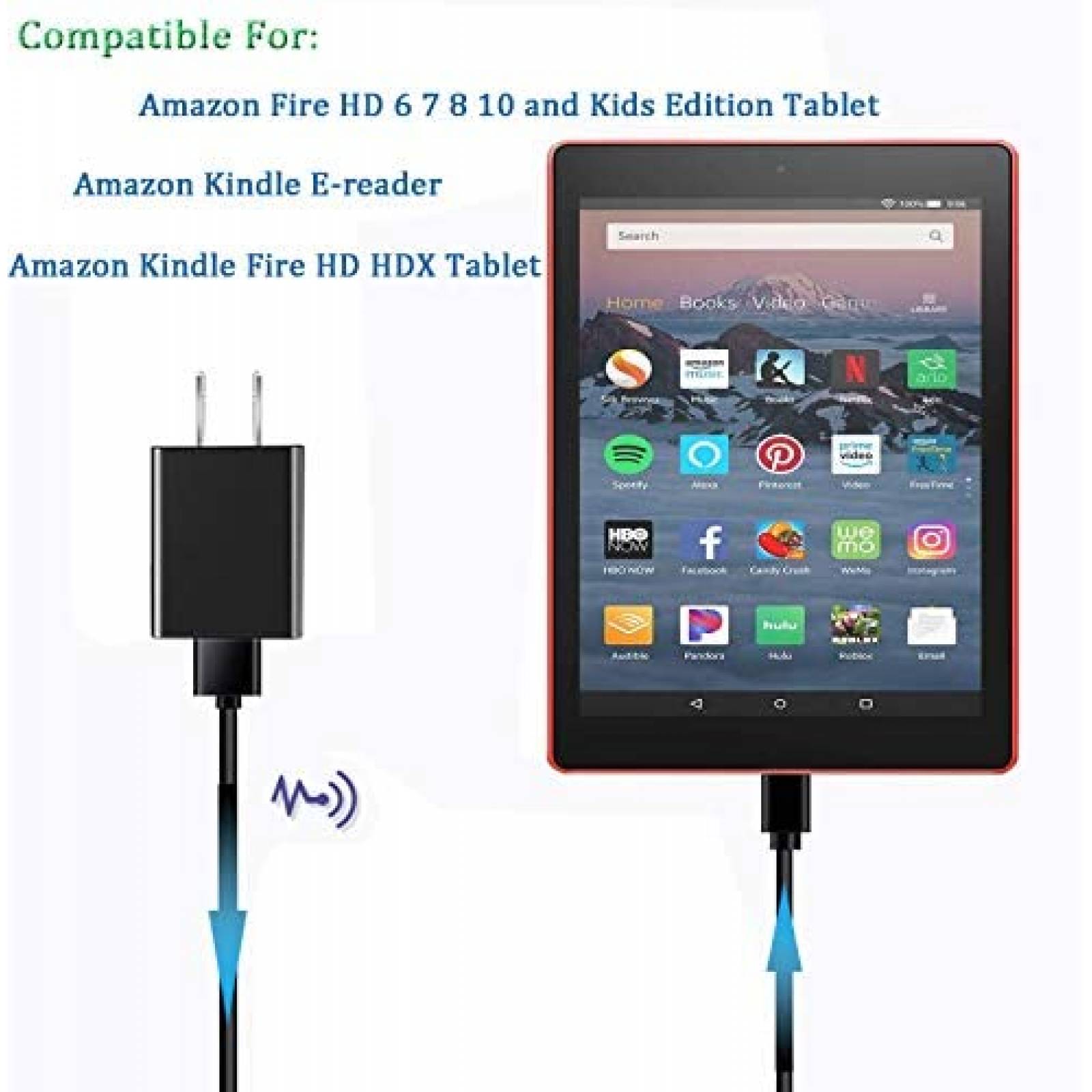Cargador Universal TONIWA para Kindle Fire HD10 USB -Negro