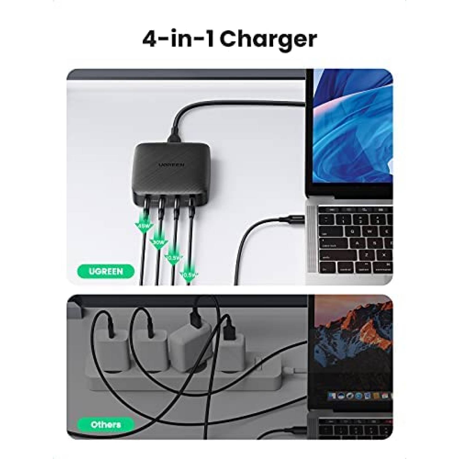 Estacion de carga UGREEN multipuerto USB C de 100 W -Negro