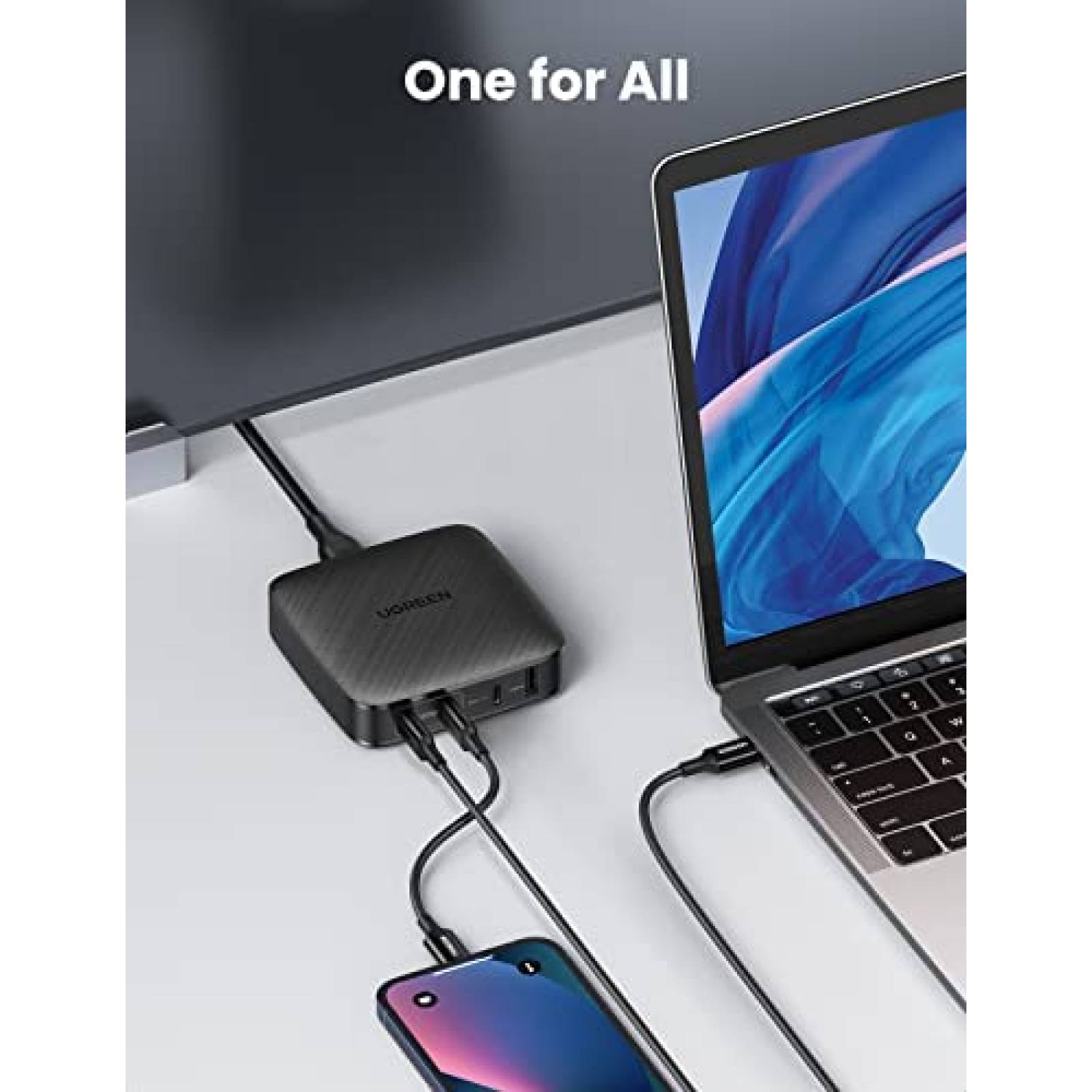 Estacion de carga UGREEN multipuerto USB C de 100 W -Negro