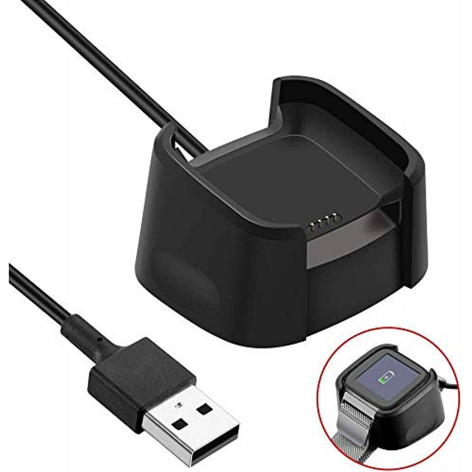 Cargadores Emilydeals 2pzas para Reloj Fitbit Versa -Negro