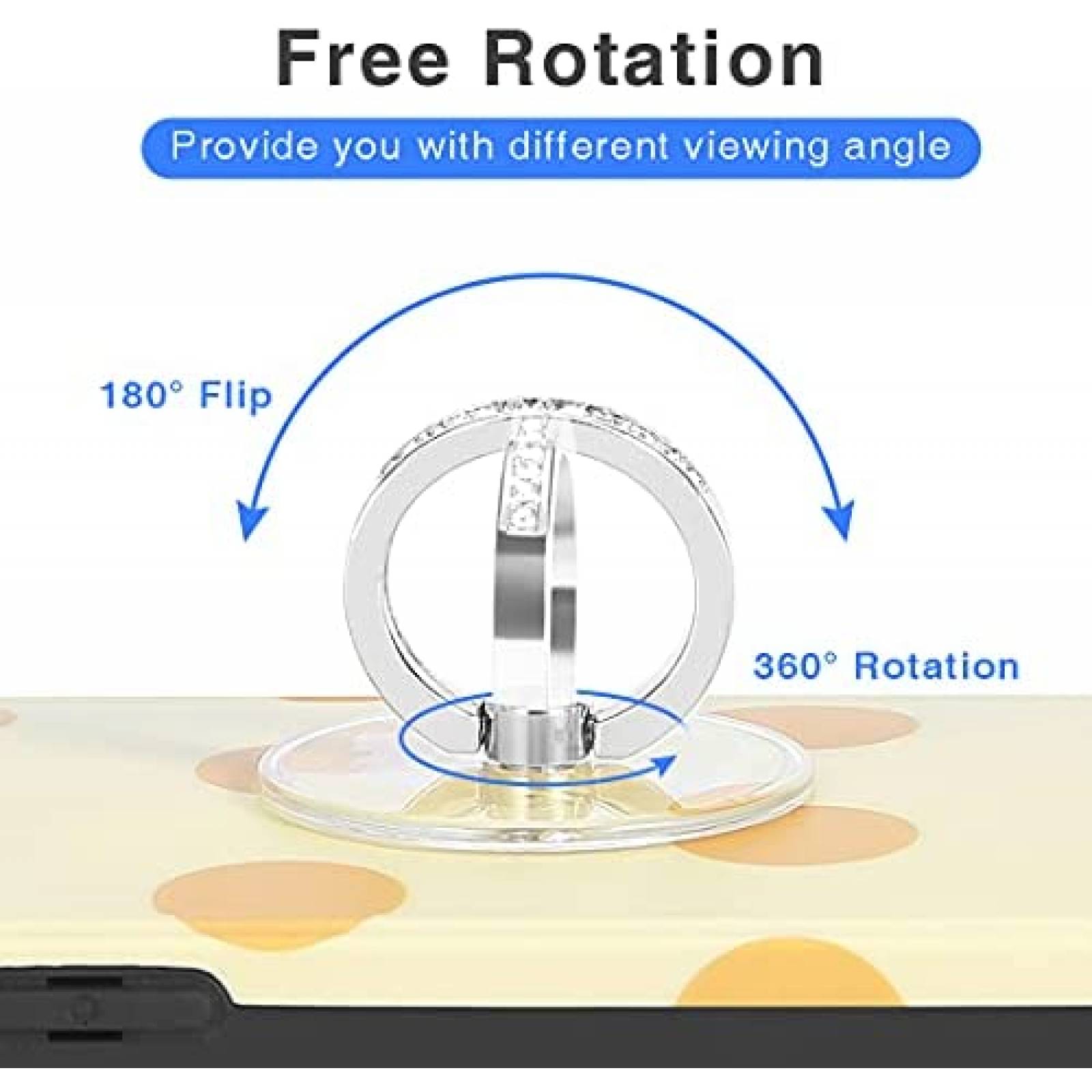 Anillo smartphone Exoer Transparente soporte de Dedo -Rosa