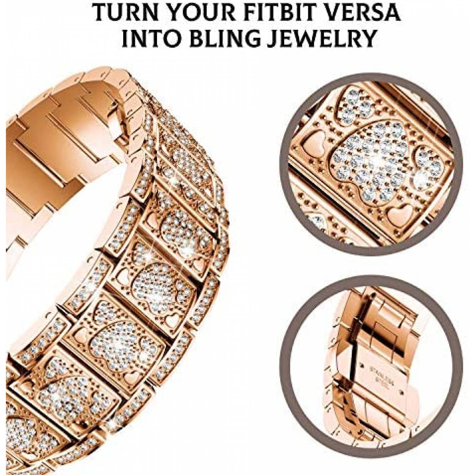 Correa de Metal Inoxidable GELISHI de Fitbit Versa -Dorado