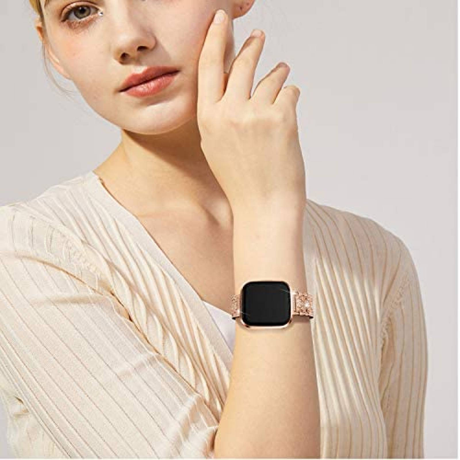 Correa de Metal Inoxidable GELISHI de Fitbit Versa -Dorado