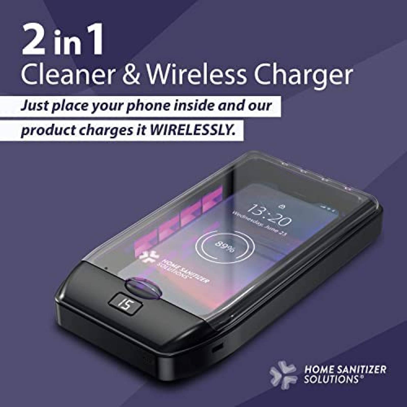Desinfectante de telefono HOME SANITIZER SOLUTIONS UV -Negro
